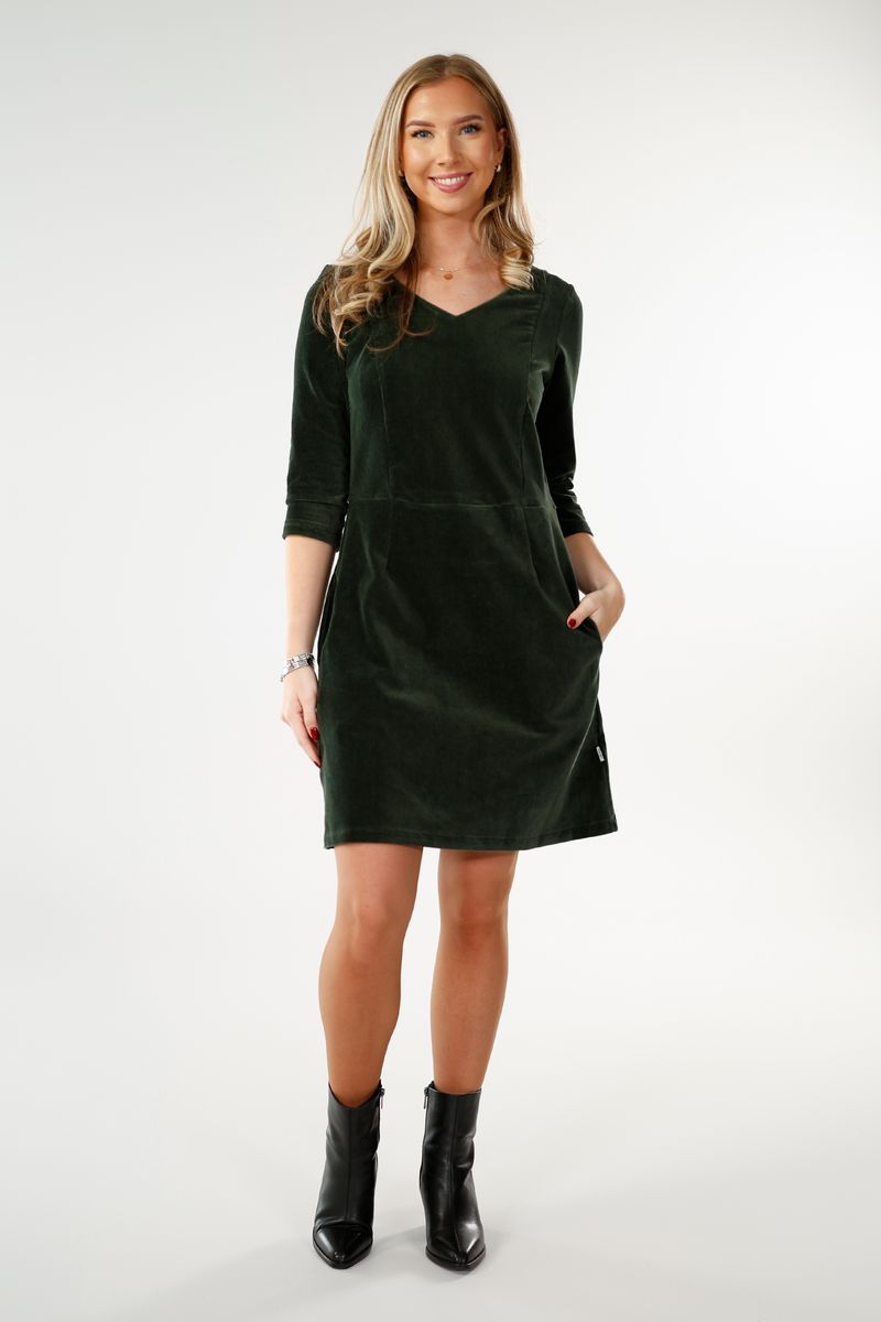 Annelise kombogrønn babycord kjole 