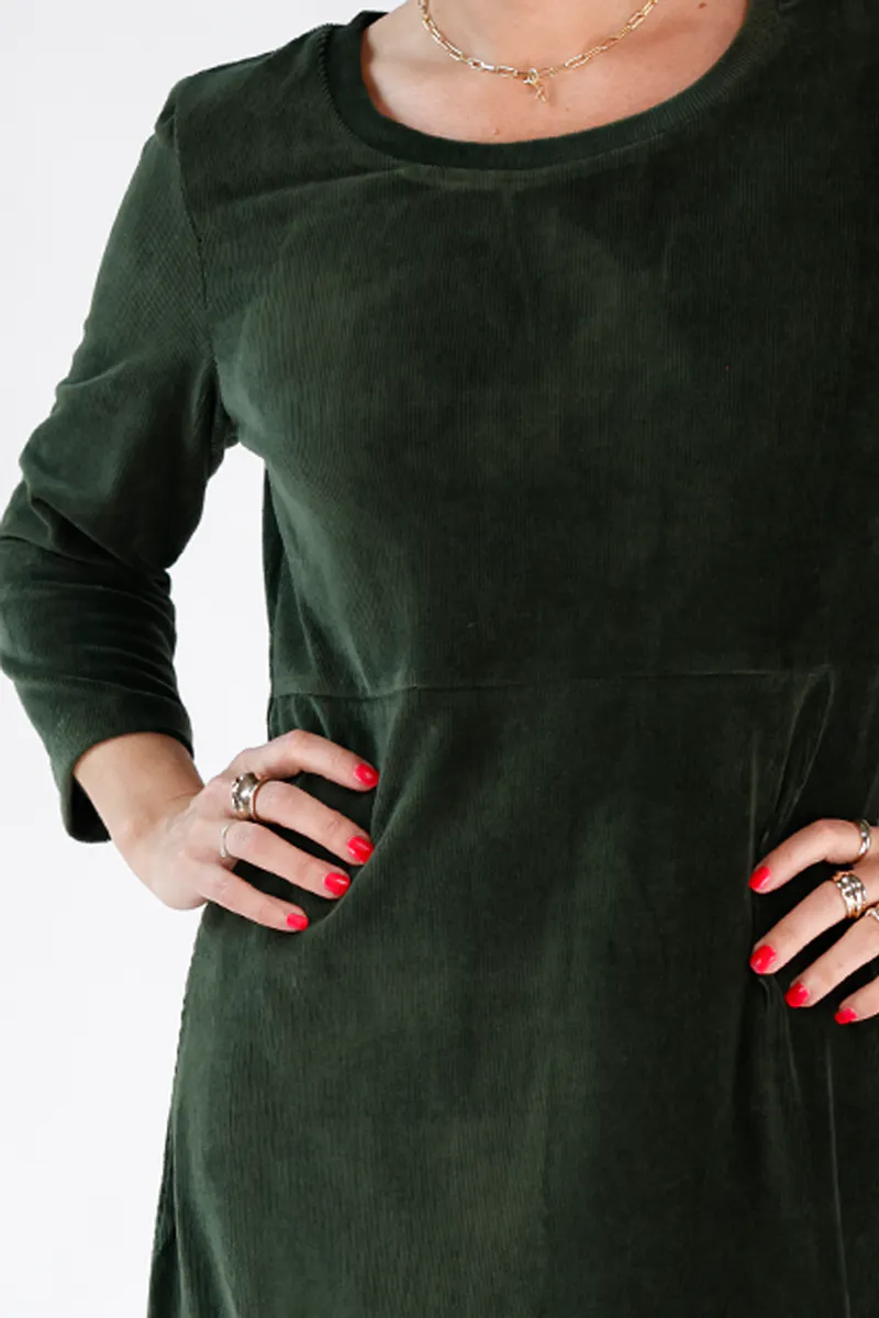 Elli kjole babycord combogrønn 