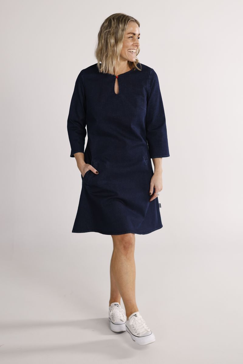 Gloria mørk blå denimkjole