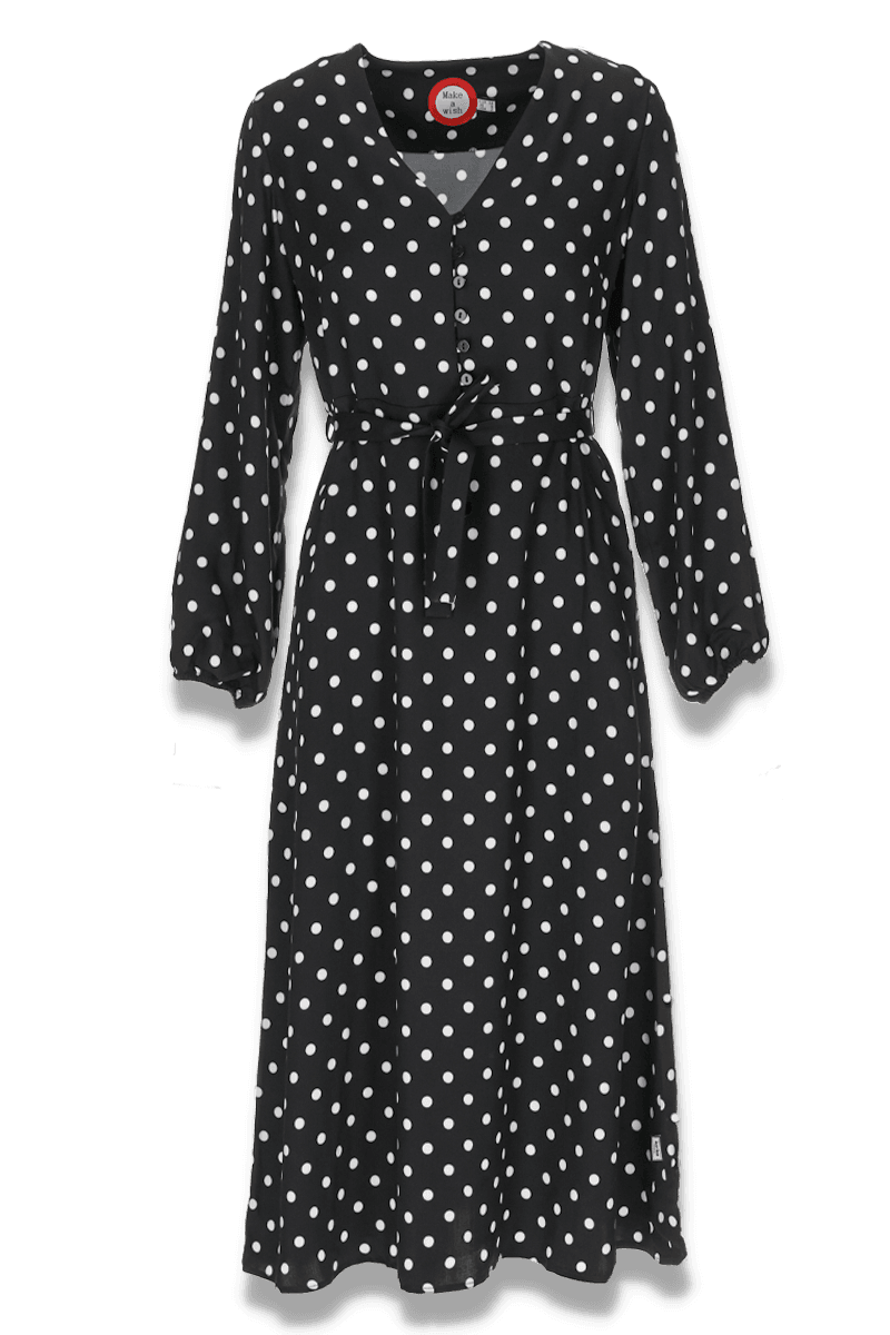 Mette sort polkadot kjole
