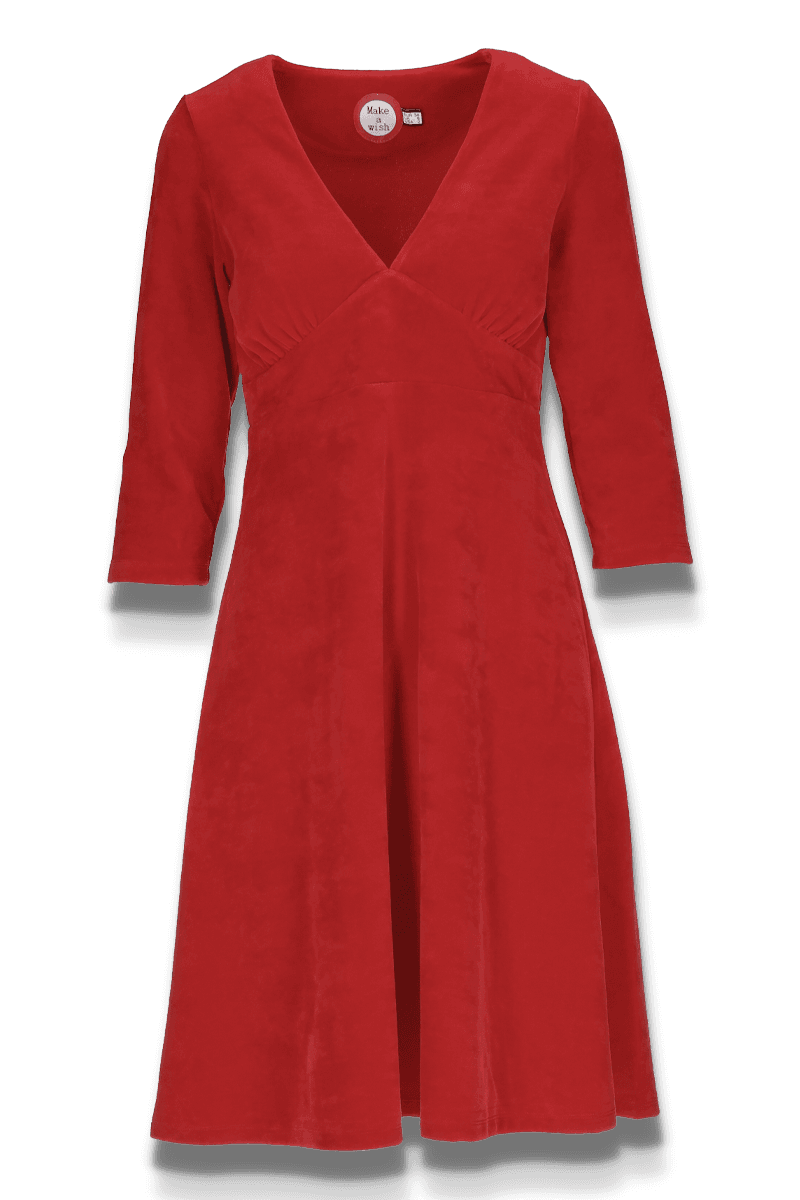 Hildur rød velurkjole