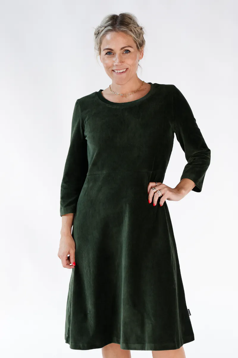 Elli kjole babycord combogrønn 