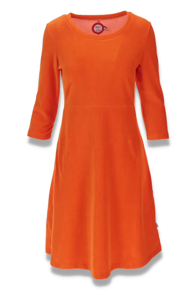 Elli kjole babycord oransje